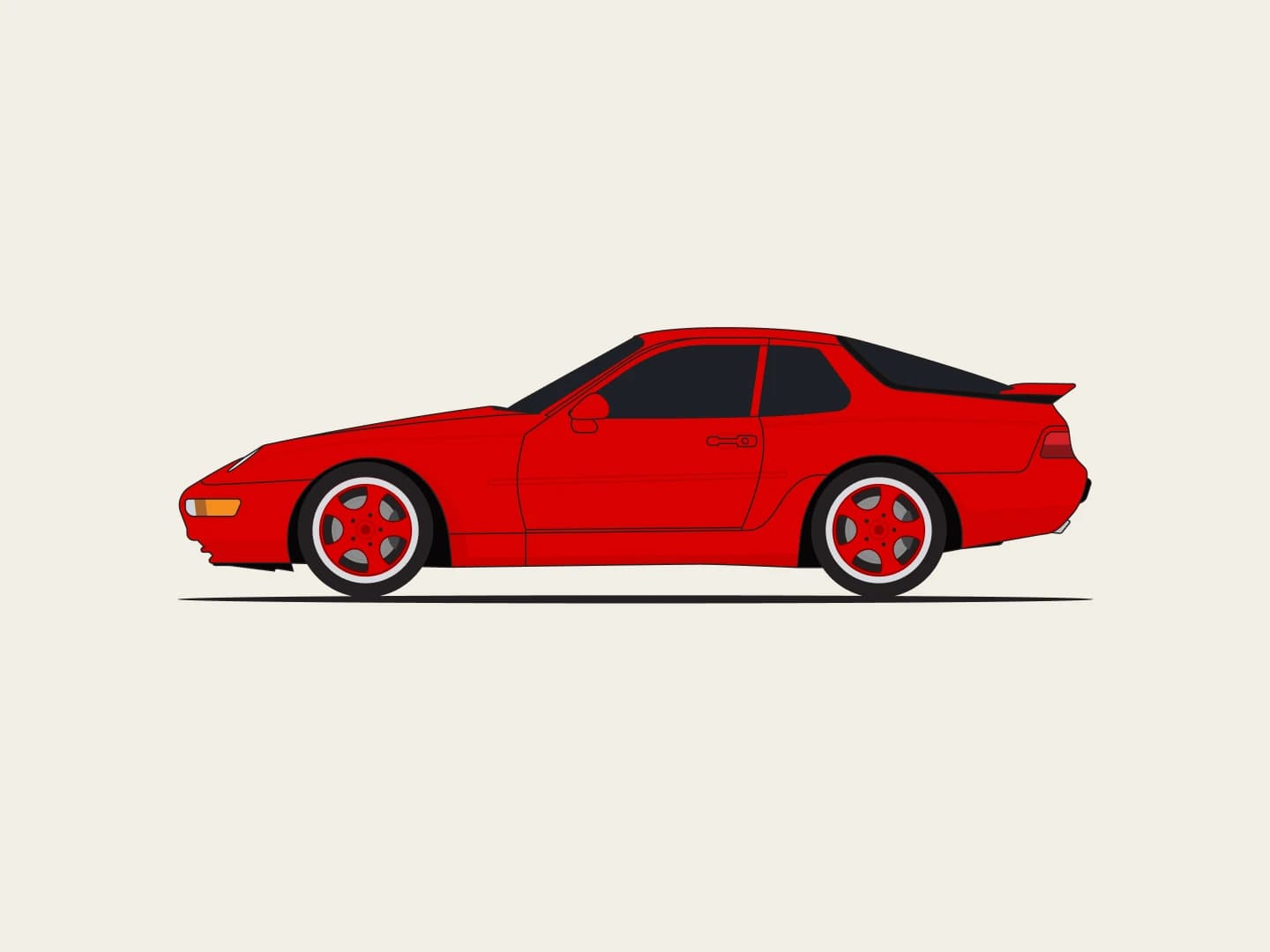 Stylized Porsche rear-view illustration