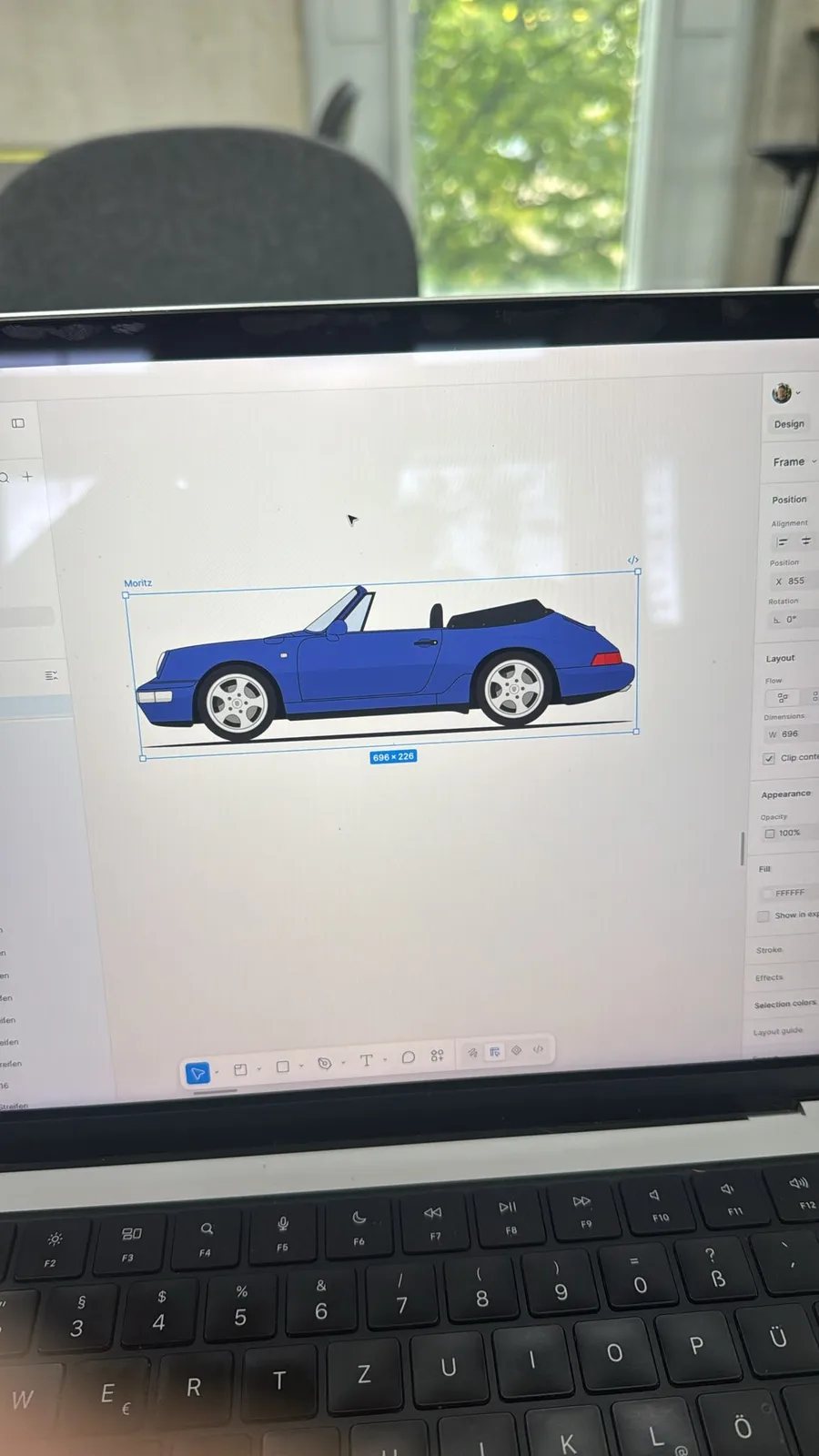 The 964 Cabriolet illustration in progress in Figma